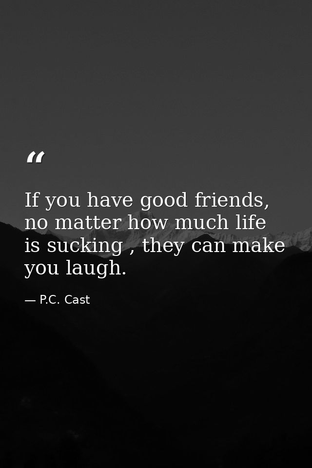 If you have good friends, no matter how much life is sucking , they can make you laugh. — P.C. Cast