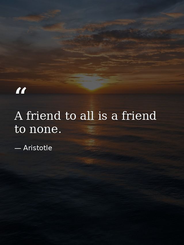 A friend to all is a friend to none. — Aristotle