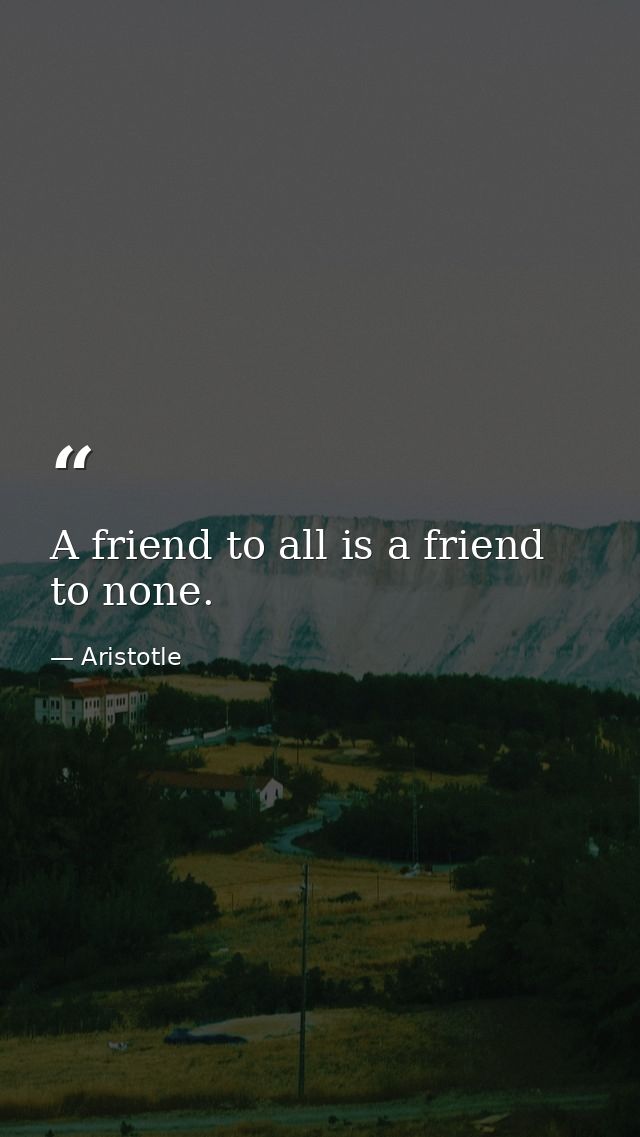 A friend to all is a friend to none. — Aristotle
