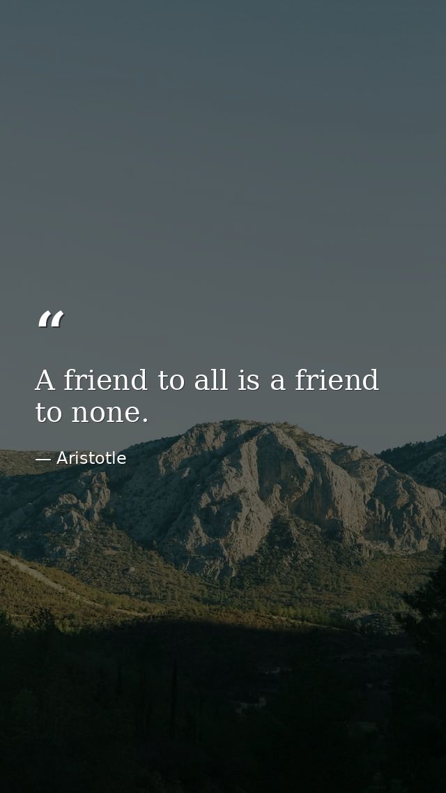 A friend to all is a friend to none. — Aristotle