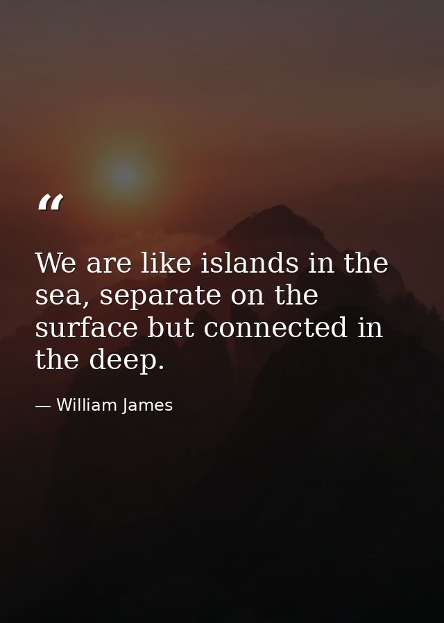 We are like islands in the sea, separate on the surface but connected in the deep. — William James
