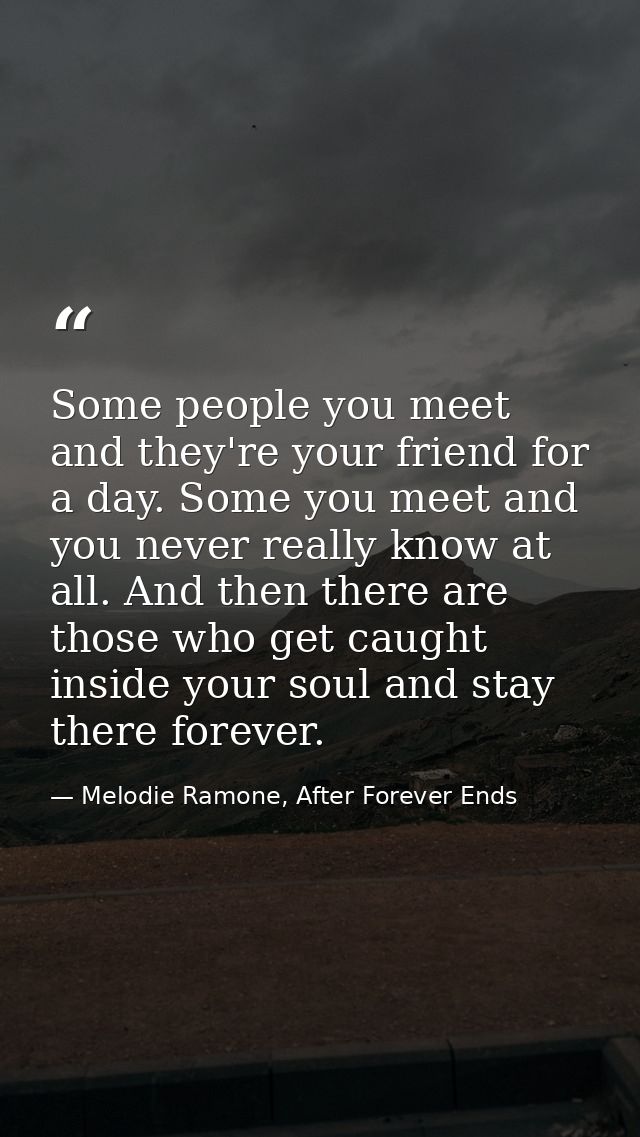 Some people you meet and they're your friend for a day. Some you meet and you never really know at all. And then there a — Melodie Ramone, After Forever Ends
