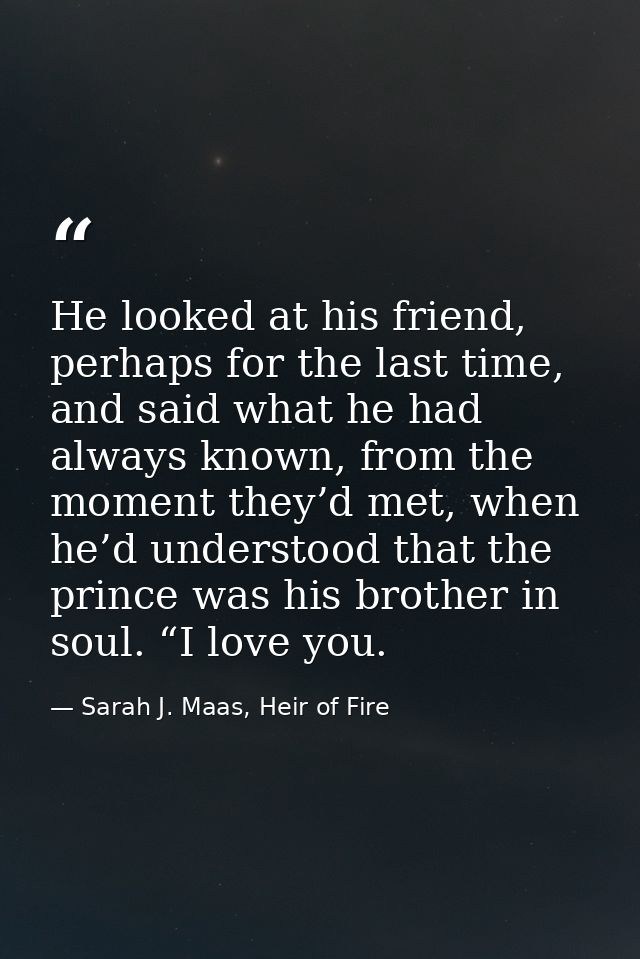 He looked at his friend, perhaps for the last time, and said what he had always known, from the moment they’d met, when  — Sarah J. Maas, Heir of Fire