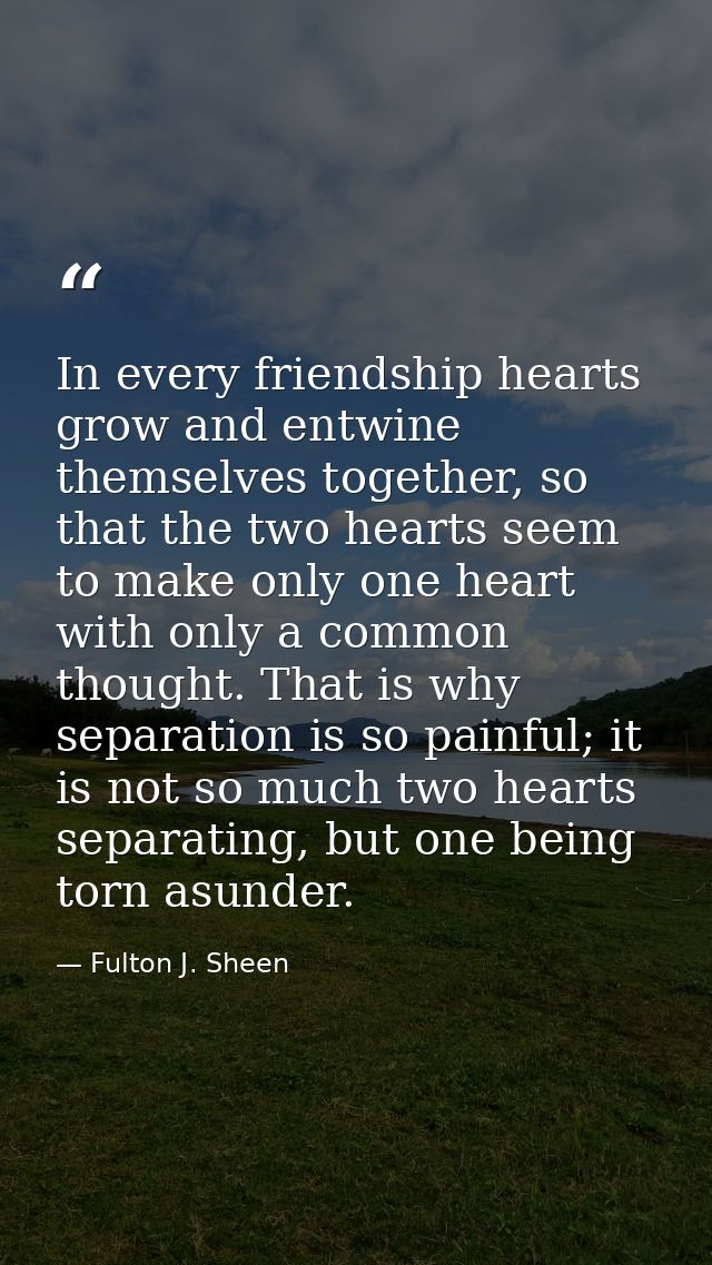 In every friendship hearts grow and entwine themselves together, so that the two hearts seem to make only one heart with — Fulton J. Sheen