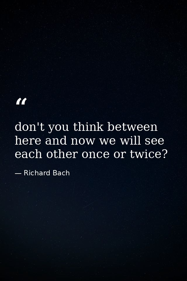 don't you think between here and now we will see each other once or twice? — Richard Bach