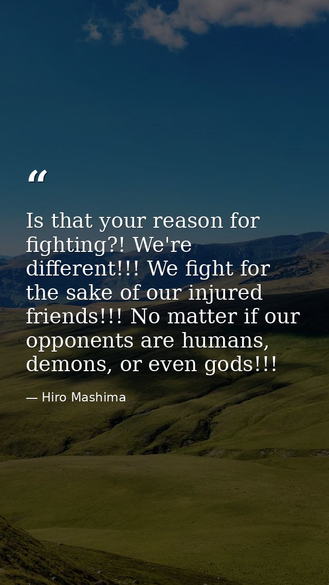 Is that your reason for fighting?! We're different!!! We fight for the sake of our injured friends!!! No matter if our o — Hiro Mashima