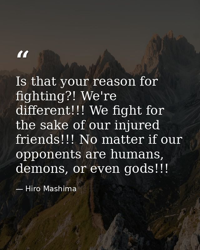 Is that your reason for fighting?! We're different!!! We fight for the sake of our injured friends!!! No matter if our o — Hiro Mashima