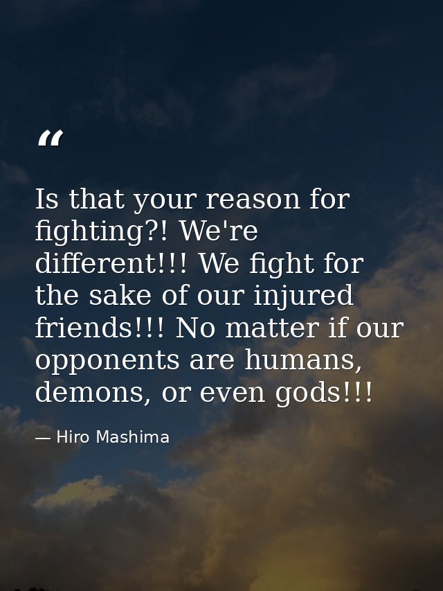 Is that your reason for fighting?! We're different!!! We fight for the sake of our injured friends!!! No matter if our o — Hiro Mashima