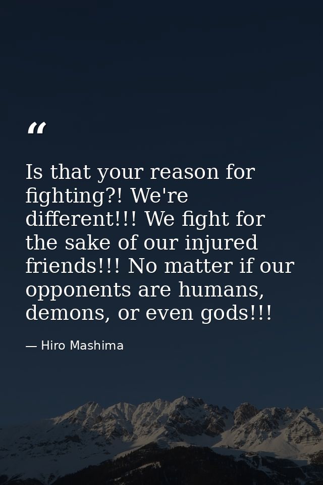 Is that your reason for fighting?! We're different!!! We fight for the sake of our injured friends!!! No matter if our o — Hiro Mashima