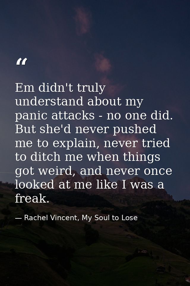 Em didn't truly understand about my panic attacks - no one did. But she'd never pushed me to explain, never tried to dit — Rachel Vincent, My Soul to Lose