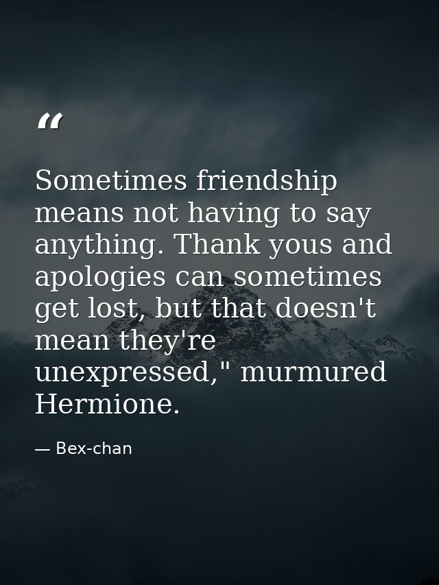 Sometimes friendship means not having to say anything. Thank yous and apologies can sometimes get lost, but that doesn't — Bex-chan