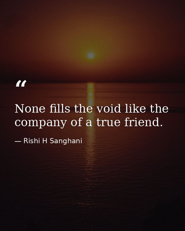 None fills the void like the company of a true friend. — Rishi H Sanghani