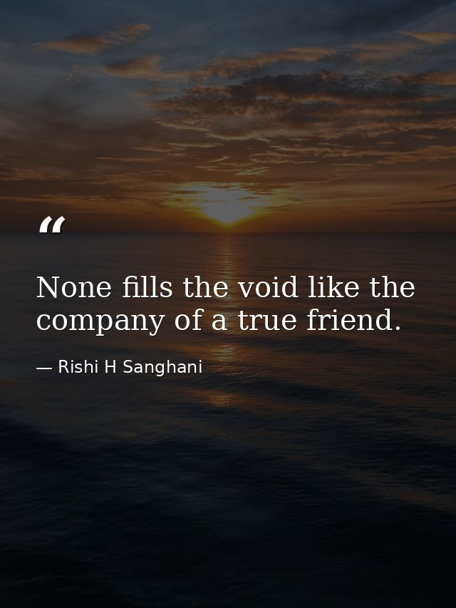 None fills the void like the company of a true friend. — Rishi H Sanghani