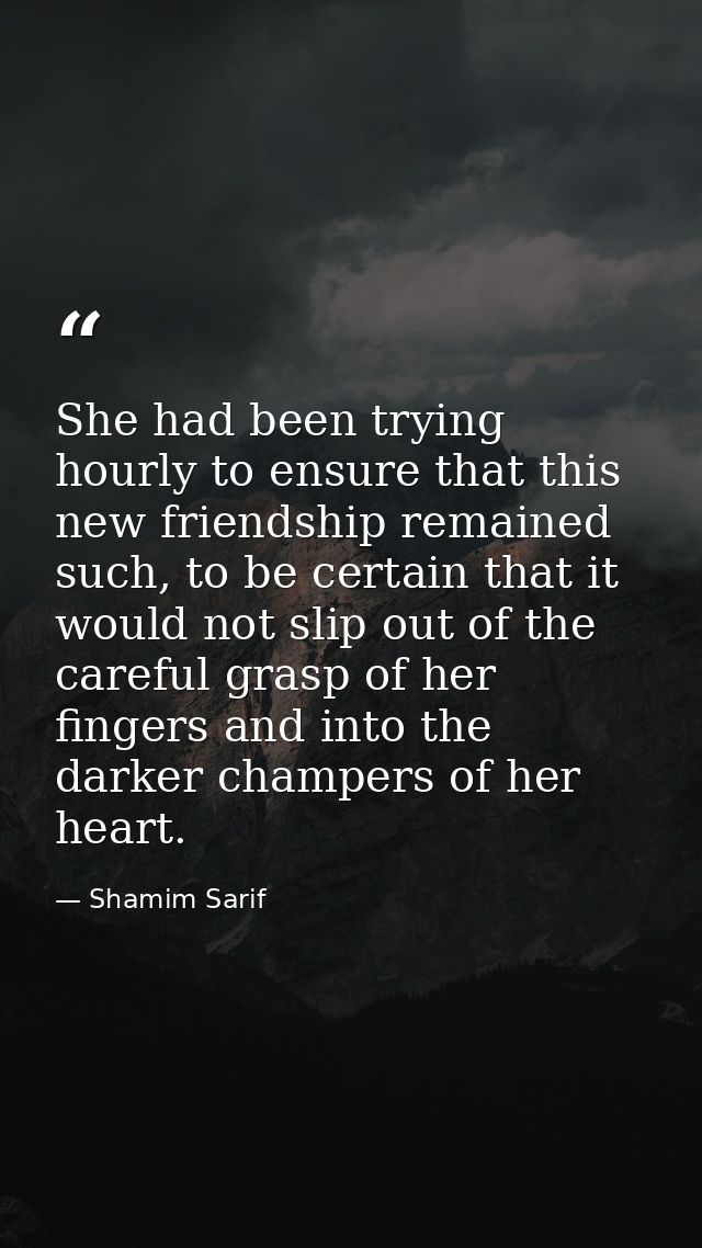She had been trying hourly to ensure that this new friendship remained such, to be certain that it would not slip out of — Shamim Sarif