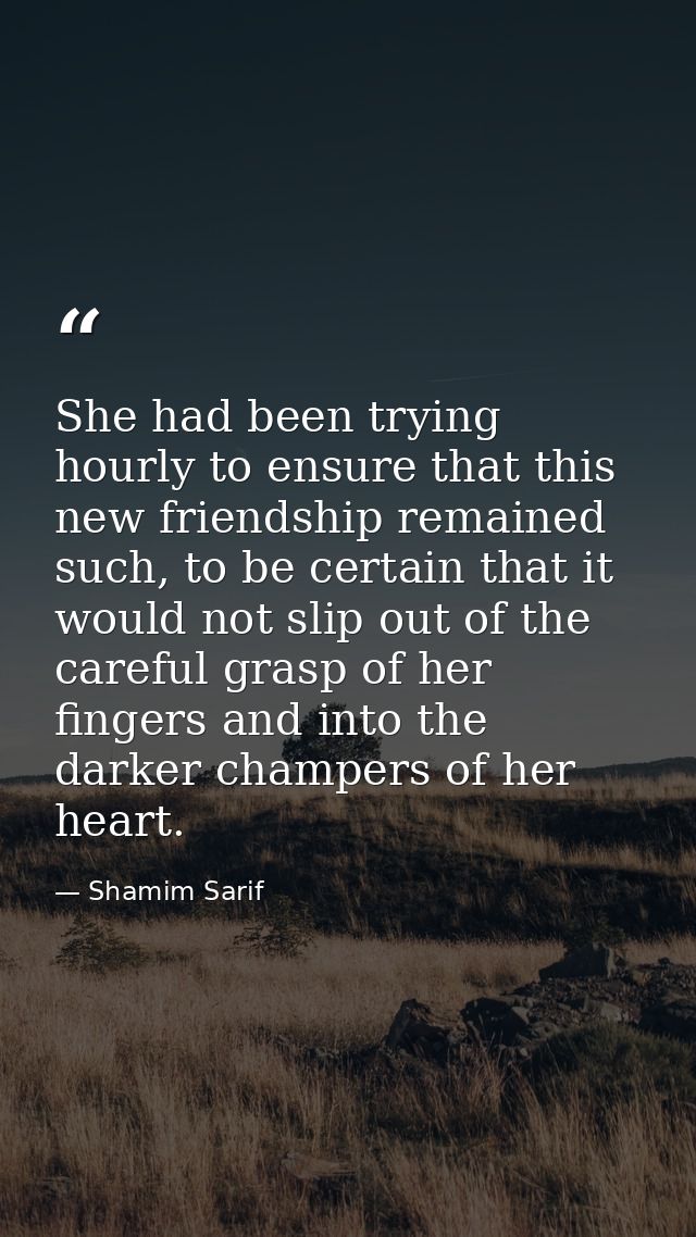 She had been trying hourly to ensure that this new friendship remained such, to be certain that it would not slip out of — Shamim Sarif