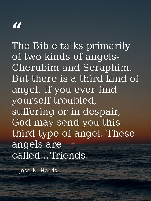 The Bible talks primarily of two kinds of angels- Cherubim and Seraphim. But there is a third kind of angel. If you ever — José N. Harris