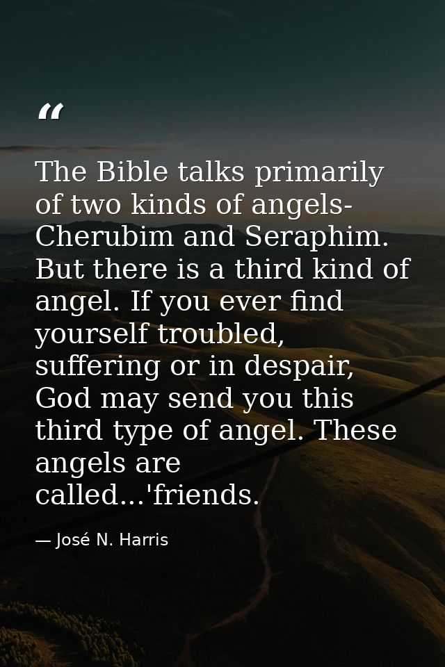 The Bible talks primarily of two kinds of angels- Cherubim and Seraphim. But there is a third kind of angel. If you ever — José N. Harris