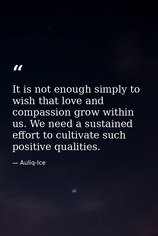 It is not enough simply to wish that love and compassion grow within us. We need a sustained effort to cultivate such po — Auliq-Ice