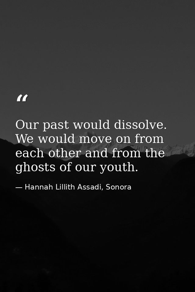 Our past would dissolve. We would move on from each other and from the ghosts of our youth. — Hannah Lillith Assadi, Sonora