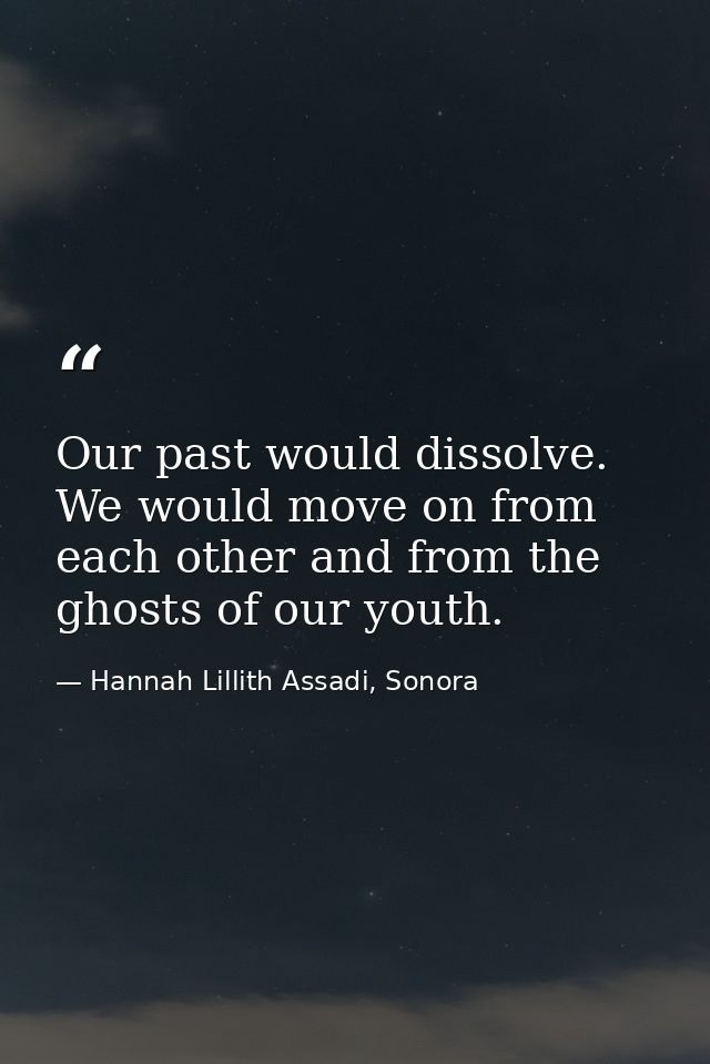 Our past would dissolve. We would move on from each other and from the ghosts of our youth. — Hannah Lillith Assadi, Sonora