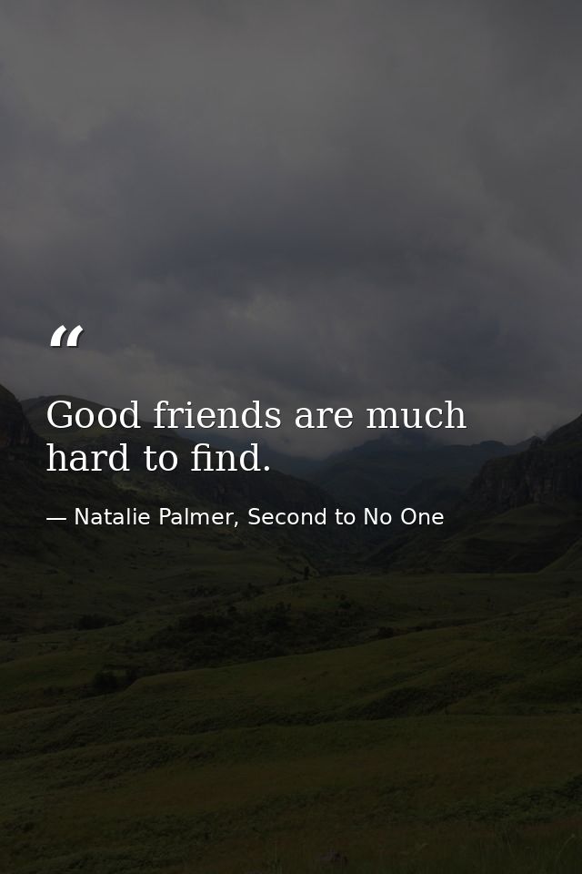 Good friends are much hard to find. — Natalie Palmer, Second to No One