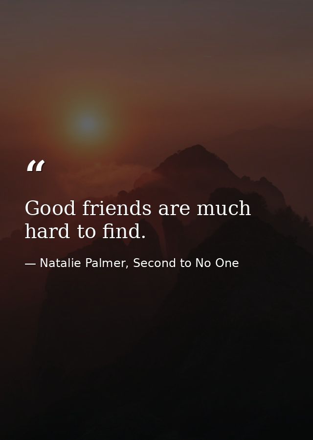 Good friends are much hard to find. — Natalie Palmer, Second to No One
