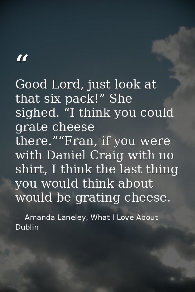 Good Lord, just look at that six pack!” She sighed. “I think you could grate cheese there.”“Fran, if you were with Danie — Amanda Laneley, What I Love About Dublin