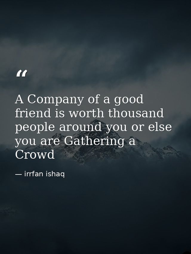 A Company of a good friend is worth thousand people around you or else you are Gathering a Crowd — irrfan ishaq