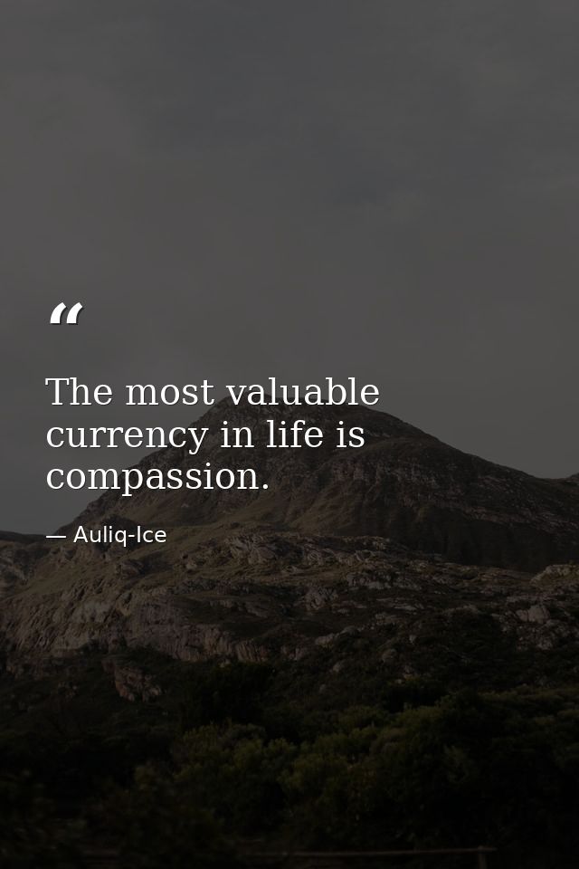 The most valuable currency in life is compassion. — Auliq-Ice