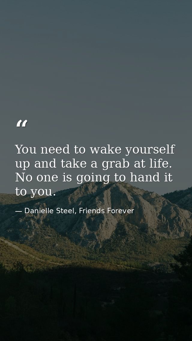 You need to wake yourself up and take a grab at life. No one is going to hand it to you. — Danielle Steel, Friends Forever