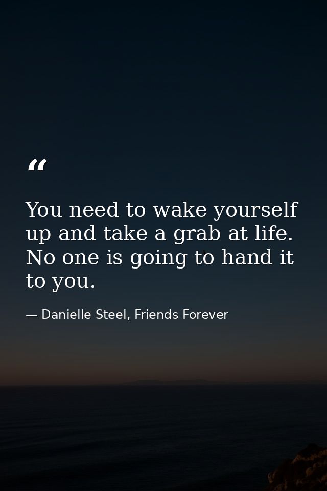 You need to wake yourself up and take a grab at life. No one is going to hand it to you. — Danielle Steel, Friends Forever