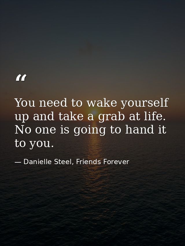 You need to wake yourself up and take a grab at life. No one is going to hand it to you. — Danielle Steel, Friends Forever