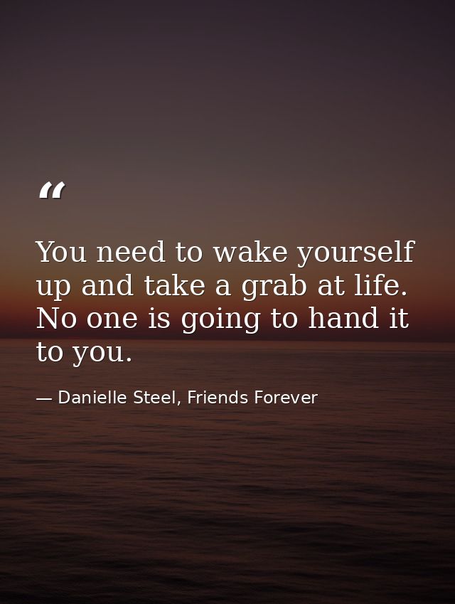 You need to wake yourself up and take a grab at life. No one is going to hand it to you. — Danielle Steel, Friends Forever