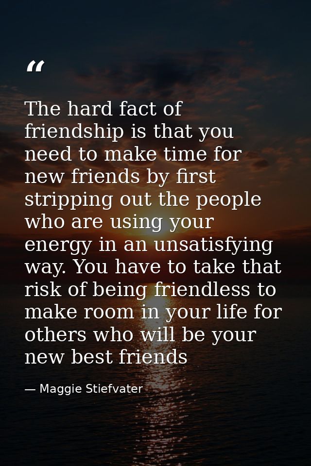 The hard fact of friendship is that you need to make time for new friends by first stripping out the people who are usin — Maggie Stiefvater