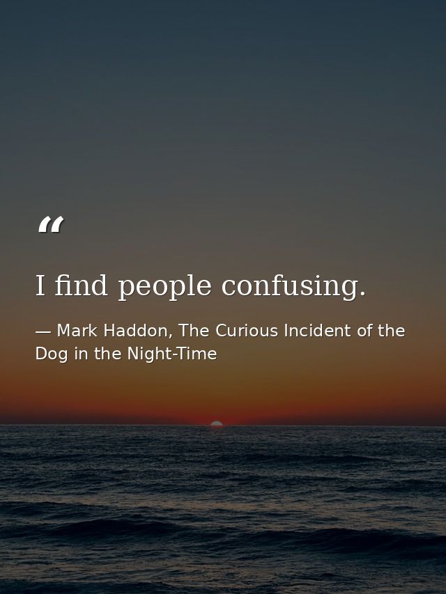 I find people confusing. — Mark Haddon, The Curious Incident of the Dog in the Night-Time