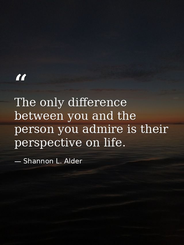 The only difference between you and the person you admire is their perspective on life. — Shannon L. Alder