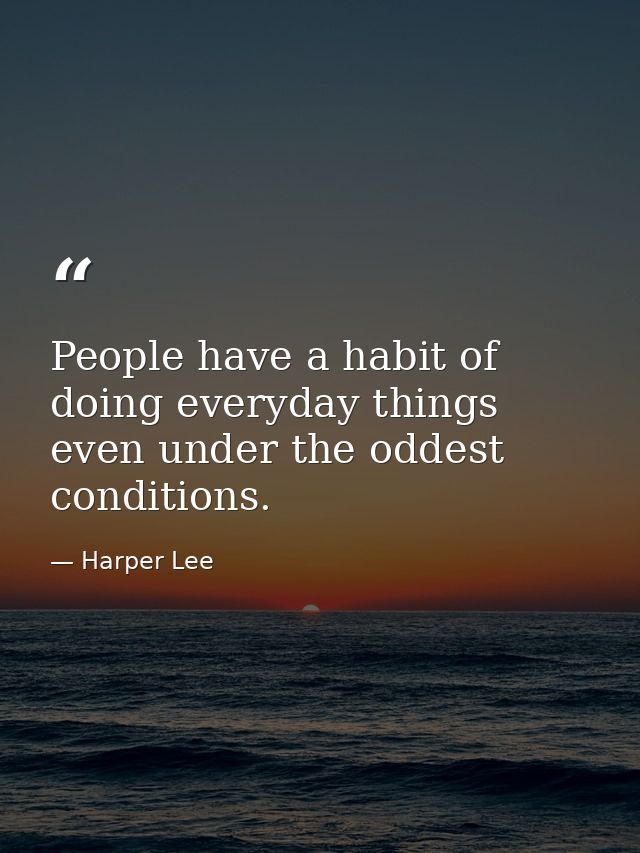 People have a habit of doing everyday things even under the oddest conditions. — Harper Lee