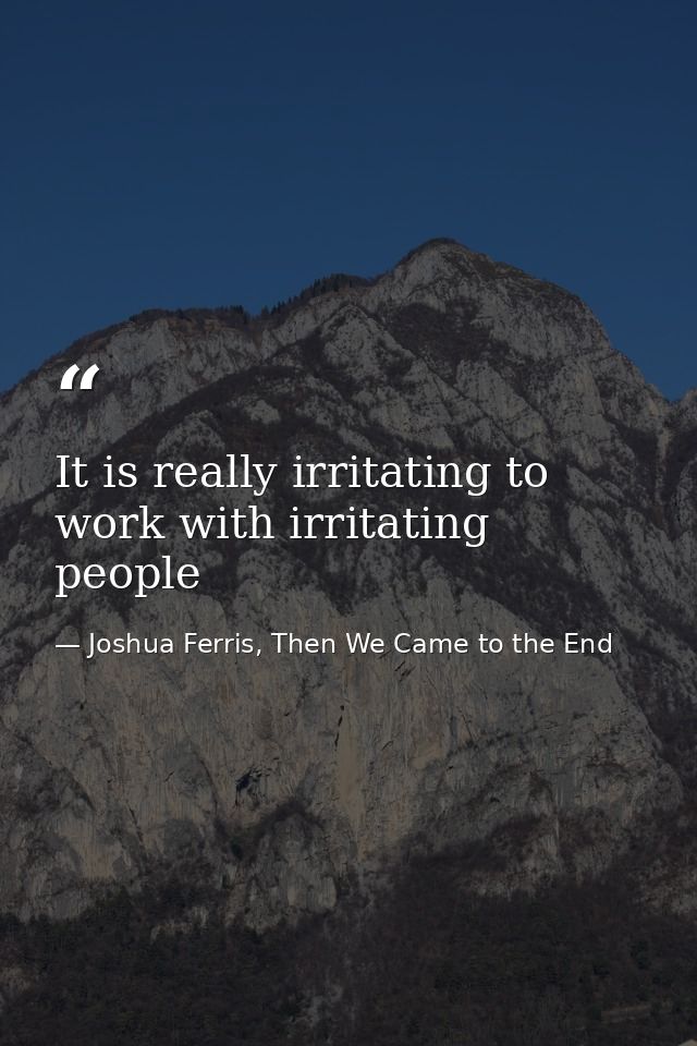 It is really irritating to work with irritating people — Joshua Ferris, Then We Came to the End