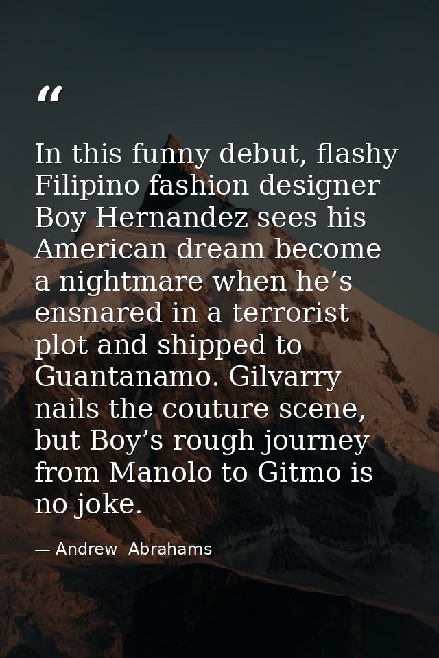 In this funny debut, flashy Filipino fashion designer Boy Hernandez sees his American dream become a nightmare when he’s — Andrew  Abrahams