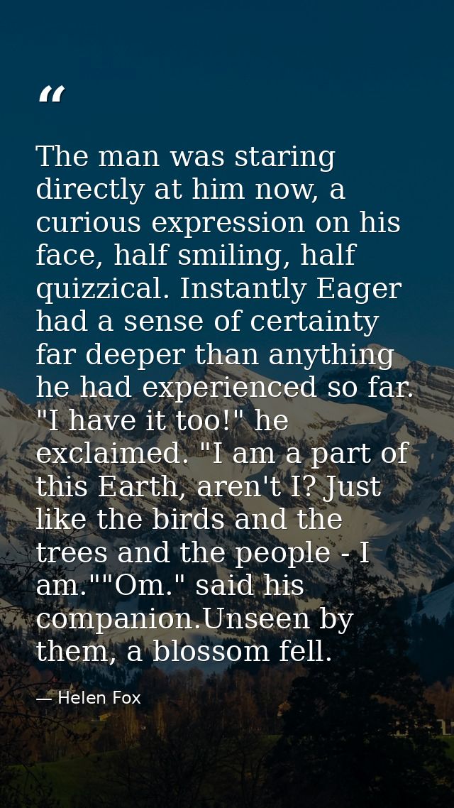 The man was staring directly at him now, a curious expression on his face, half smiling, half quizzical. Instantly Eager — Helen Fox