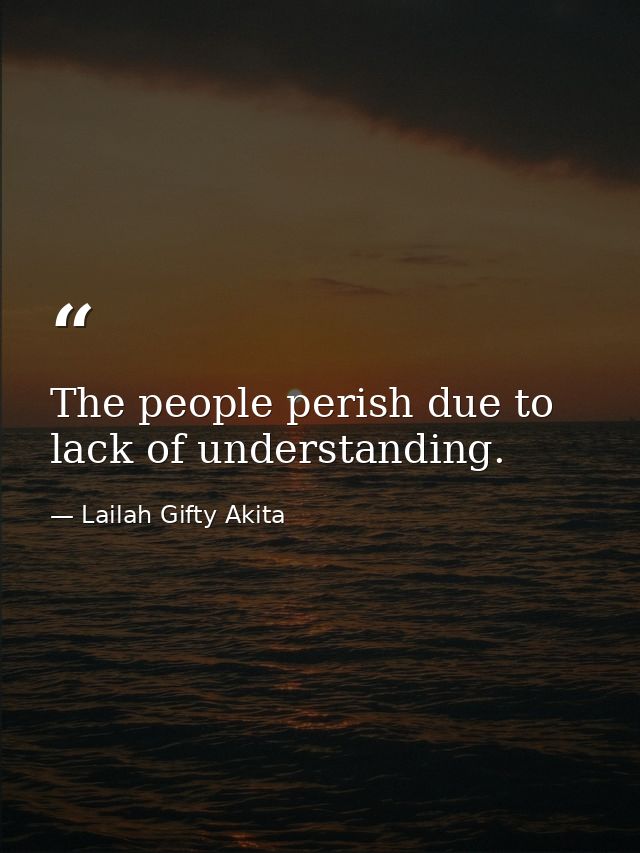 The people perish due to lack of understanding. — Lailah Gifty Akita