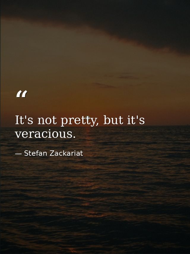 It's not pretty, but it's veracious. — Stefan Zackariat