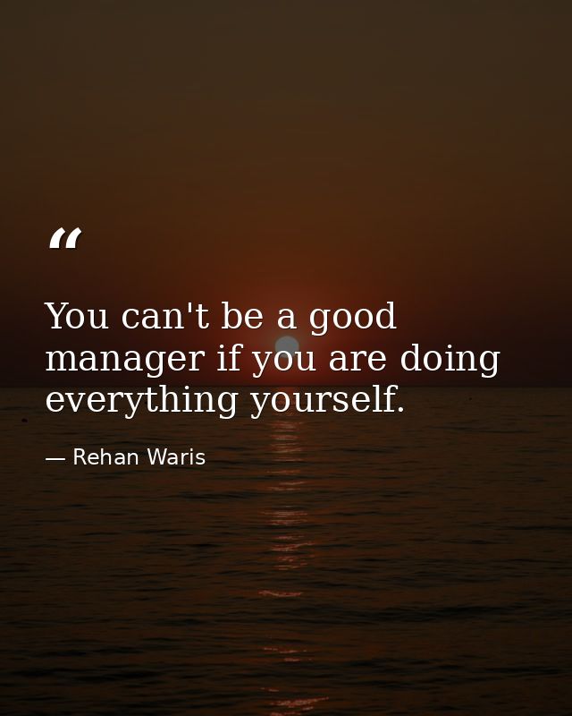 You can't be a good manager if you are doing everything yourself. — Rehan Waris