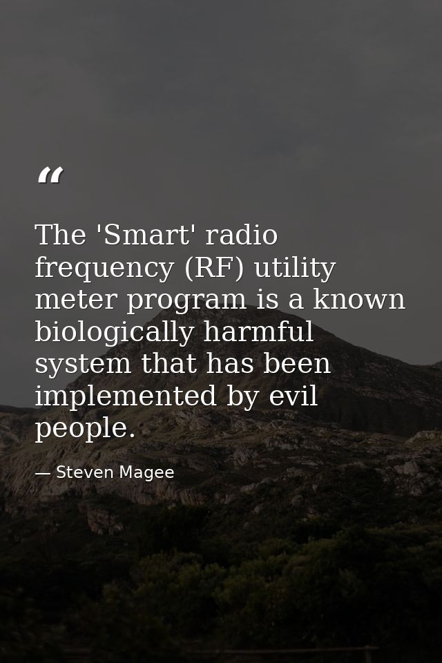 The 'Smart' radio frequency (RF) utility meter program is a known biologically harmful system that has been implemented  — Steven Magee