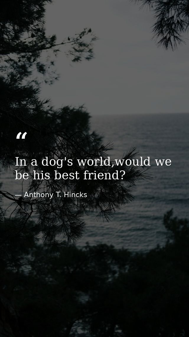 In a dog's world,would we be his best friend? — Anthony T. Hincks