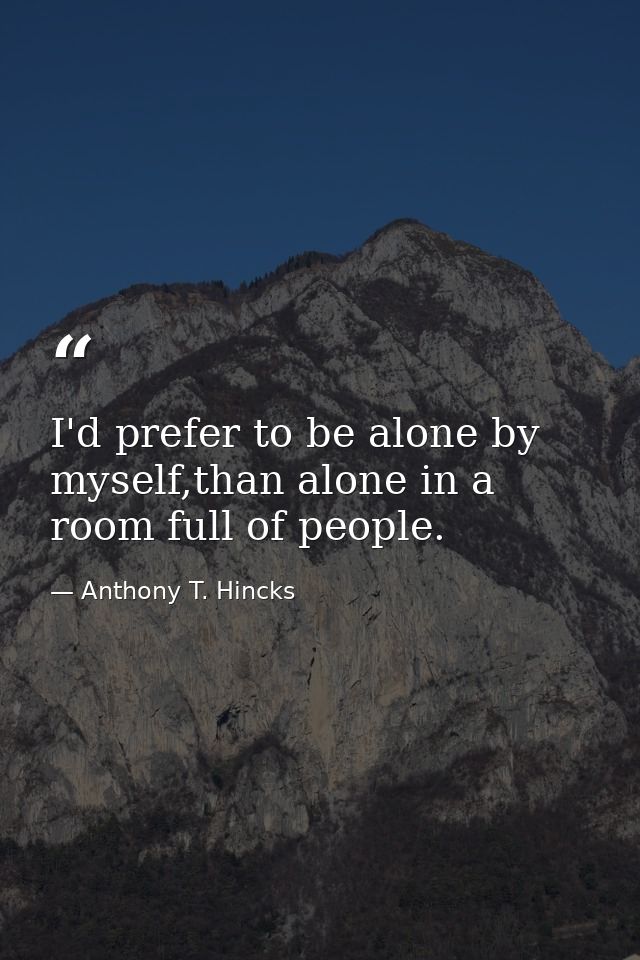 I'd prefer to be alone by myself,than alone in a room full of people. — Anthony T. Hincks