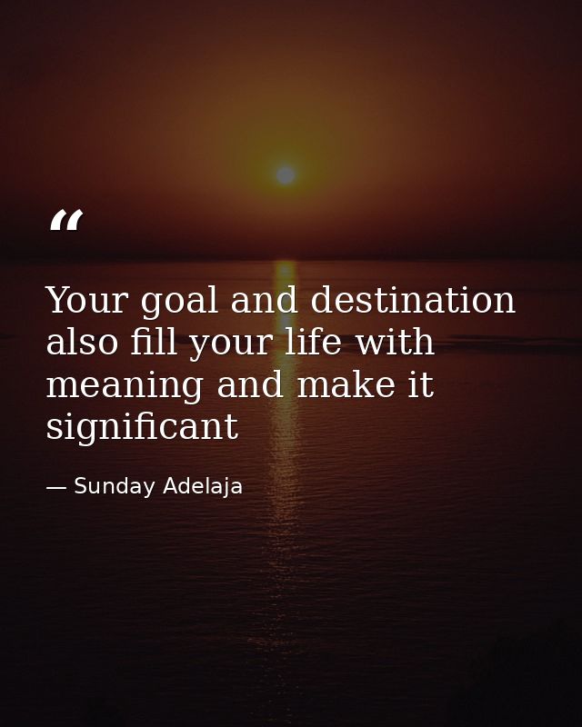 Your goal and destination also fill your life with meaning and make it significant — Sunday Adelaja
