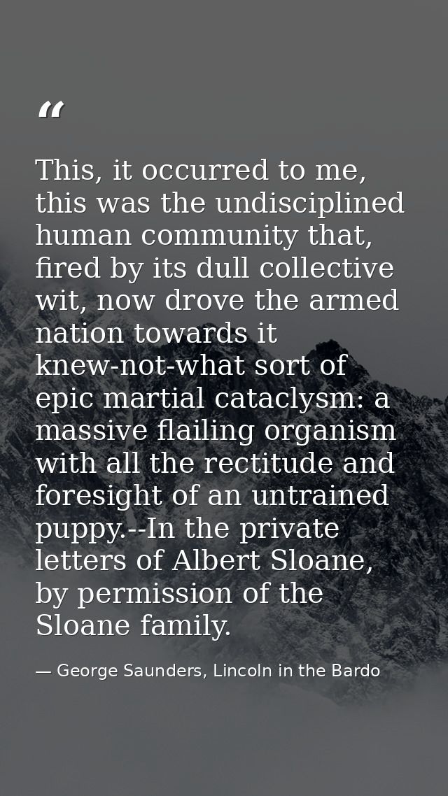 This, it occurred to me, this was the undisciplined human community that, fired by its dull collective wit, now drove th — George Saunders, Lincoln in the Bardo