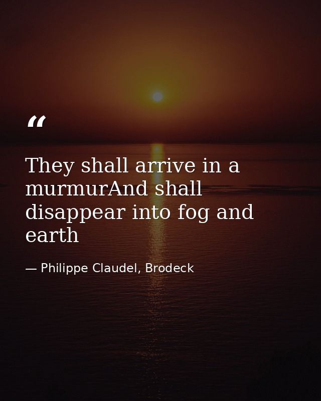 They shall arrive in a murmurAnd shall disappear into fog and earth — Philippe Claudel, Brodeck
