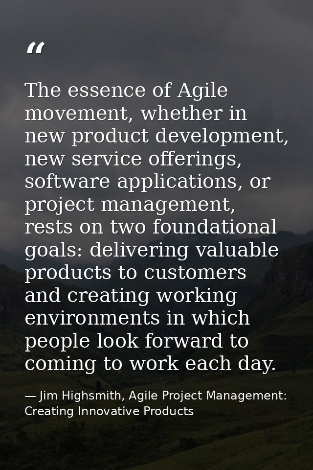 The essence of Agile movement, whether in new product development, new service offerings, software applications, or proj — Jim Highsmith, Agile Project Management: Creating Innovative Products